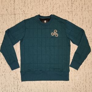 G-Star Raw Green Quilted Embroidered Spellout Pullover Crewneck Sweater
